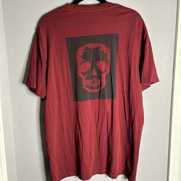 Men’s Zadig & Voltaire Ted Skull Block Maroon Short Sleeve T Shirt Size Medium - Picture 3 of 4